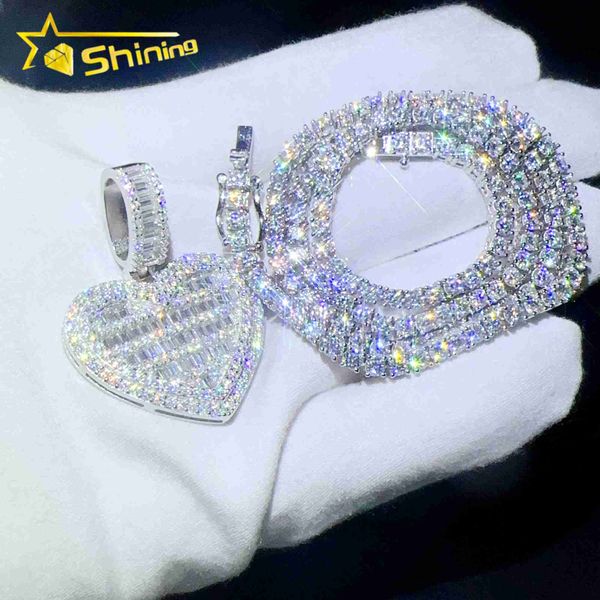 pass diamond tester shining jewelry hip hop pendants moissanite emerald cut diamond heart pendants for men and women, Silver
pass diamond tester shining jewelry hip hop pendants moissanite emerald cut diamond heart pendants for men and women, Silver