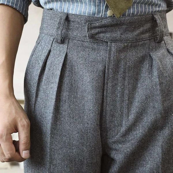 red british woolen gurkha formal pants retro men's casual trousers gray, Black