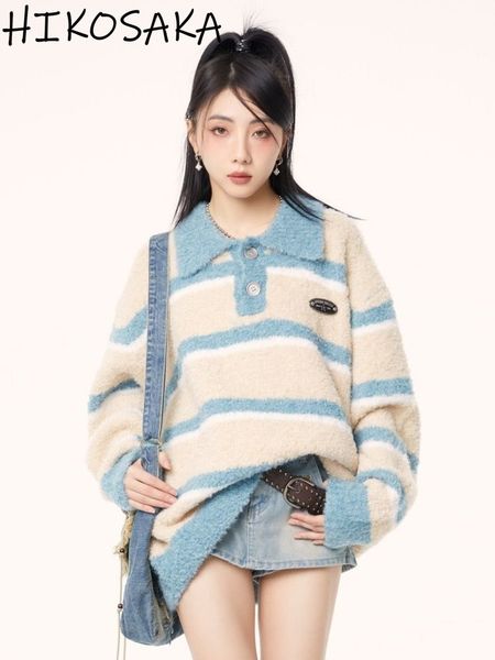 womens sweaters japanese preppy style striped sweater women vintage loose allmatch turndown collar pullovers contrast color long sleeve jump, White;black
womens sweaters japanese preppy style striped sweater women vintage loose allmatch turndown collar pullovers contrast color long sleeve jump, White;black