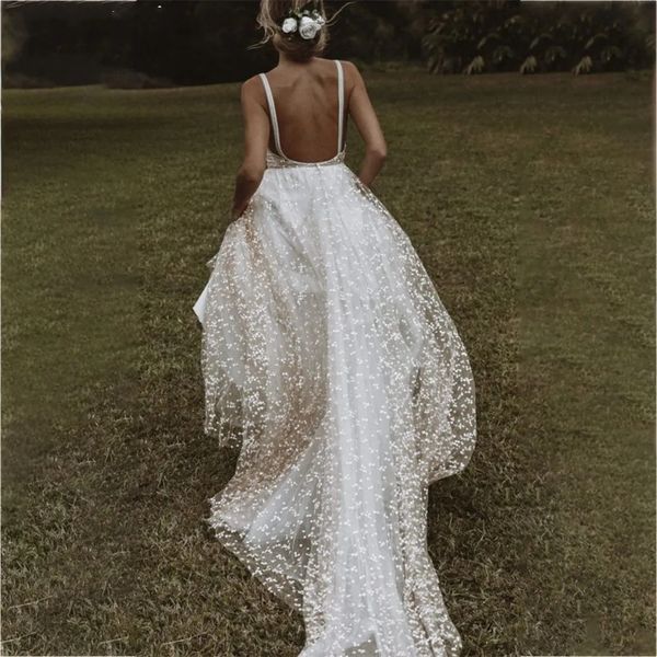 a line wedding dress 2023 v neck spaghetti straps bride lace bridal party gown backless boho robe mariee vestidos de novia, White
a line wedding dress 2023 v neck spaghetti straps bride lace bridal party gown backless boho robe mariee vestidos de novia, White