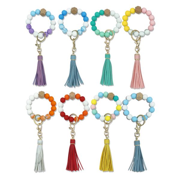 beaded bracelet keychain couple silicone bead keychain bag decoration pendant keyring key chain creative gifts, Silver
beaded bracelet keychain couple silicone bead keychain bag decoration pendant keyring key chain creative gifts, Silver