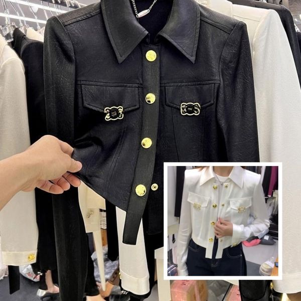 designer spring and autumn gold button women's design sense sunscreen short thin coat versatile small shirt trend fashion letter button, Black;brown
designer spring and autumn gold button women's design sense sunscreen short thin coat versatile small shirt trend fashion letter button, Black;brown