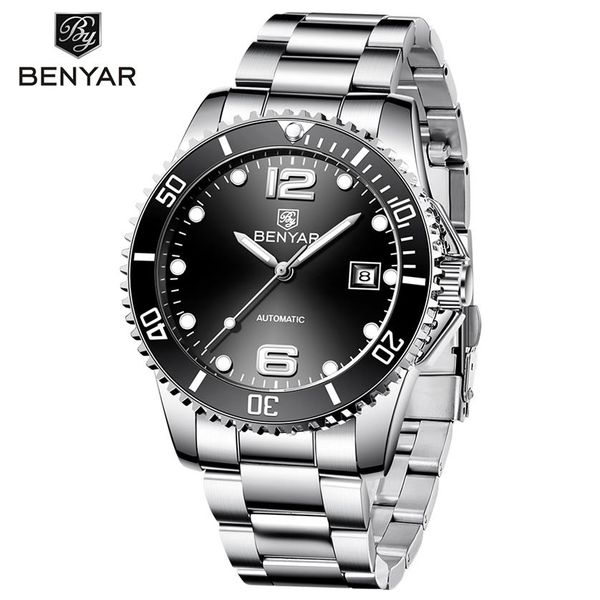 benyar brand men mechanical watch automatic fashion luxury stainless steel male clock255y, Slivery;brown
benyar brand men mechanical watch automatic fashion luxury stainless steel male clock255y, Slivery;brown