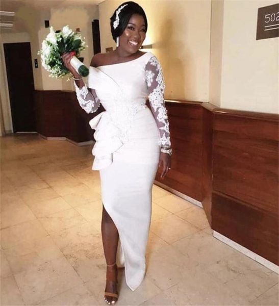 chic lace mermaid wedding dresses african one shoulder sheer long sleeve with split long bridal gowns reception occasion wear8427105, White
chic lace mermaid wedding dresses african one shoulder sheer long sleeve with split long bridal gowns reception occasion wear8427105, White