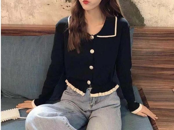 womens sweaters autumnwinter long sleeves wooden ear edge cardigan knitted tshirt design sense small polo neck short 230822, White;black
womens sweaters autumnwinter long sleeves wooden ear edge cardigan knitted tshirt design sense small polo neck short 230822, White;black