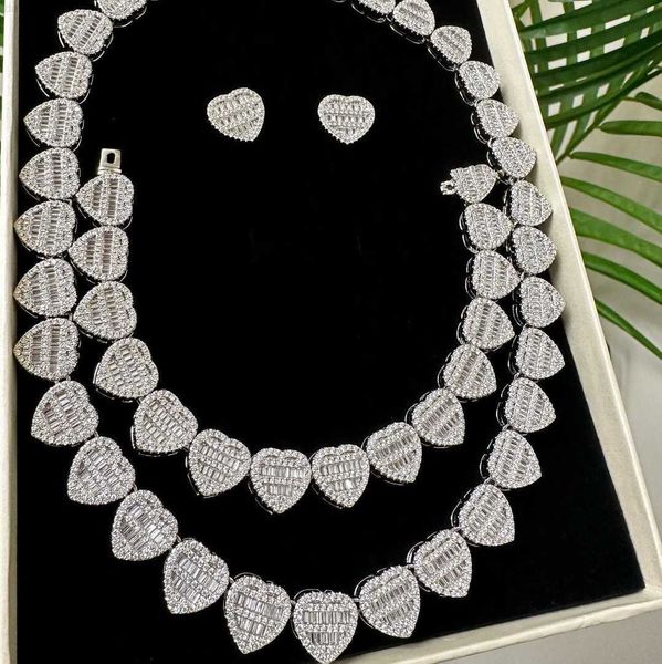 hip hop icy heart necklace jewelry set iced out cz heart tennis chain choker diamond heart baguette tennis necklace for woman, Silver
hip hop icy heart necklace jewelry set iced out cz heart tennis chain choker diamond heart baguette tennis necklace for woman, Silver