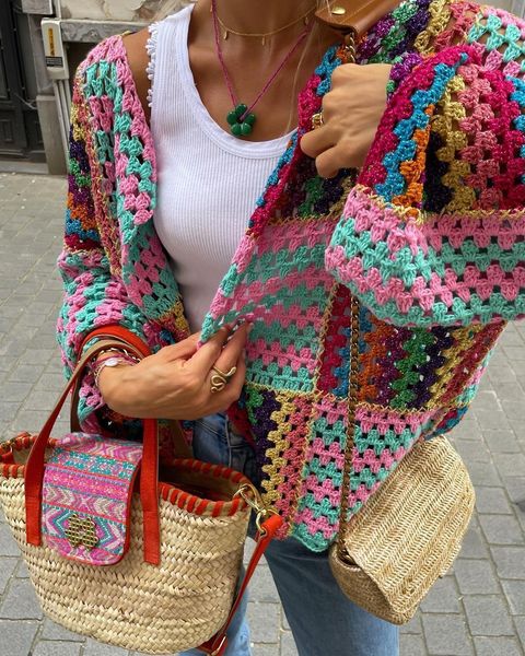 womens sweaters colorful knit stitch hollow out oversize cardigan women open front long sleeve flare cuff sweater fall chic high streetwear, White;black
womens sweaters colorful knit stitch hollow out oversize cardigan women open front long sleeve flare cuff sweater fall chic high streetwear, White;black