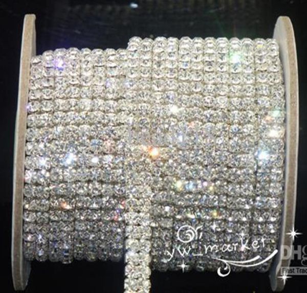 wedding jewelry 2row ss16 clear crystal rhinestone trims close chain silver 10 yard1013716
wedding jewelry 2row ss16 clear crystal rhinestone trims close chain silver 10 yard1013716