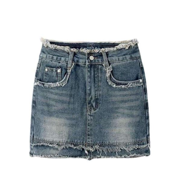 american retro babes denim skirt summer high waist slimming design raw edge a line hip short, Black
american retro babes denim skirt summer high waist slimming design raw edge a line hip short, Black