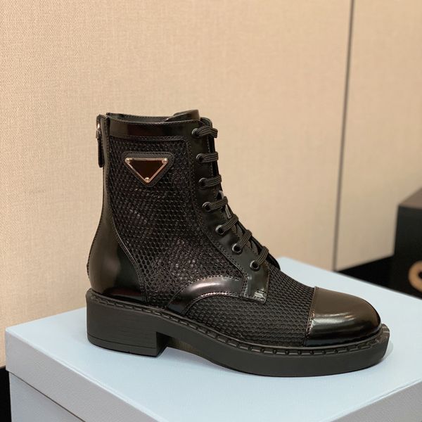 triangle brushed leather and mesh ankle boots flat heel pointed toe booties women's luxury designers fashion casual western dress shoes, Black
triangle brushed leather and mesh ankle boots flat heel pointed toe booties women's luxury designers fashion casual western dress shoes, Black
