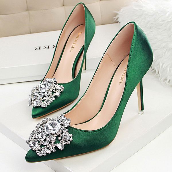 dress shoes women 10cm high heels green pink pointed toe party pumps silk crystal lady satin escarpins elegant wedding shoes 230822, Black
dress shoes women 10cm high heels green pink pointed toe party pumps silk crystal lady satin escarpins elegant wedding shoes 230822, Black