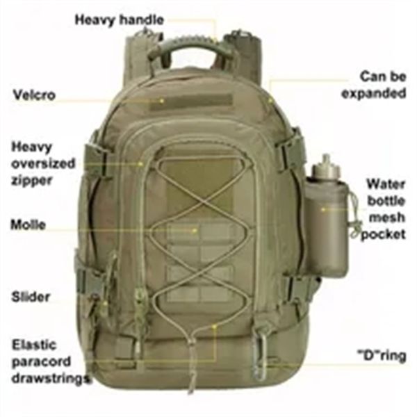 60l men military tactical backpack army hiking climbing bag outdoor waterproof sports travel bags camping hunting rucksack a23 
60l men military tactical backpack army hiking climbing bag outdoor waterproof sports travel bags camping hunting rucksack a23