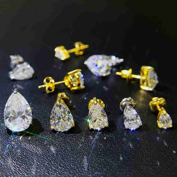 full size sterling silver hip hop screw back pass diamond tester certified pear cut vvs moissanite ear studs earrings, Golden
full size sterling silver hip hop screw back pass diamond tester certified pear cut vvs moissanite ear studs earrings, Golden