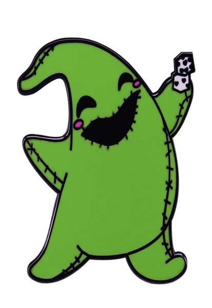 

light green cute oogie boogie man enamel pin glow in the dark nightmare before christmas fans spooky halloween collection1044845, Gray