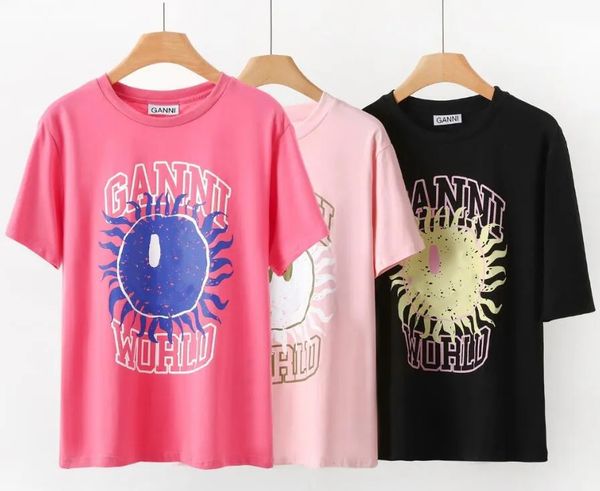 designer t shirt summer short sleeve sun smile print ganni women tshirt tee, White
designer t shirt summer short sleeve sun smile print ganni women tshirt tee, White