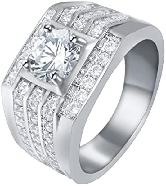 1 ct center of heart & arrow cut classic cz silver tone men's ring for wedding party prom birthday gifts christmas jewelry, Slivery;golden
1 ct center of heart & arrow cut classic cz silver tone men's ring for wedding party prom birthday gifts christmas jewelry, Slivery;golden