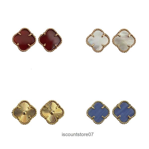 classic four leaf clover stud 18k gold multiple colors earring luxury designer jewelry valentine day gift for girlfriend with box, Golden;silver
classic four leaf clover stud 18k gold multiple colors earring luxury designer jewelry valentine day gift for girlfriend with box, Golden;silver