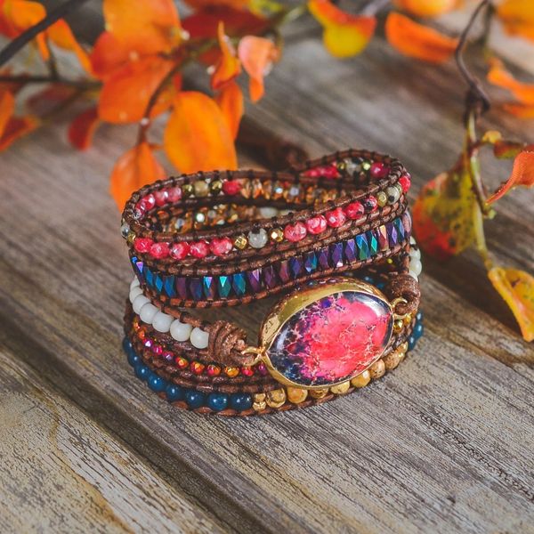 bangle creative natural crystal cave stone gems bead boho 5x wrap rope wristband hand woven bracelet accessories jewelry 230824, Black
bangle creative natural crystal cave stone gems bead boho 5x wrap rope wristband hand woven bracelet accessories jewelry 230824, Black