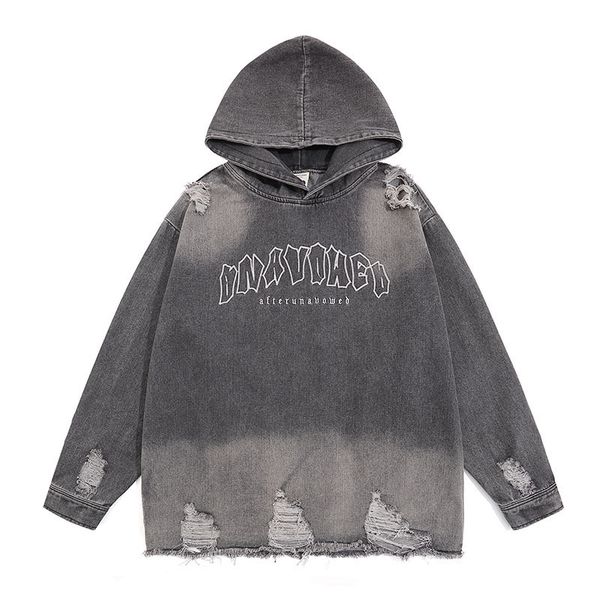 men's hoodies sweatshirts american denim vintage and distressed heavy industry washed hole hoodie autumn 2023 hip hop vibe street denim, Black
men's hoodies sweatshirts american denim vintage and distressed heavy industry washed hole hoodie autumn 2023 hip hop vibe street denim, Black