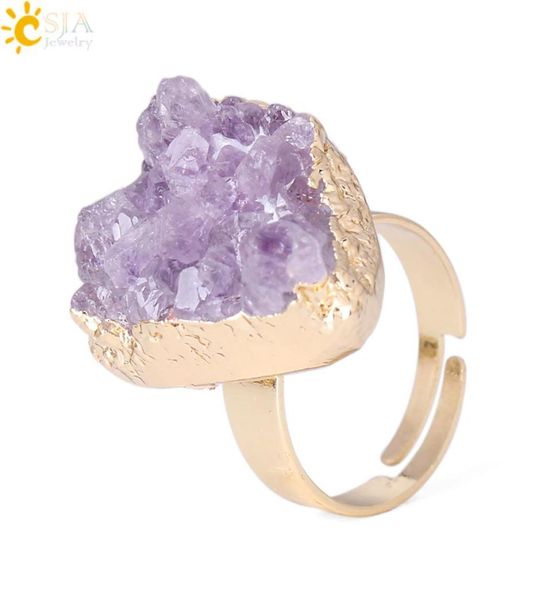 csja 2018 amethyst purple quartz ring irregular natural gemstone crystal druse jewellery for women no finger size limited gold jew7059958, Golden;silver
csja 2018 amethyst purple quartz ring irregular natural gemstone crystal druse jewellery for women no finger size limited gold jew7059958, Golden;silver