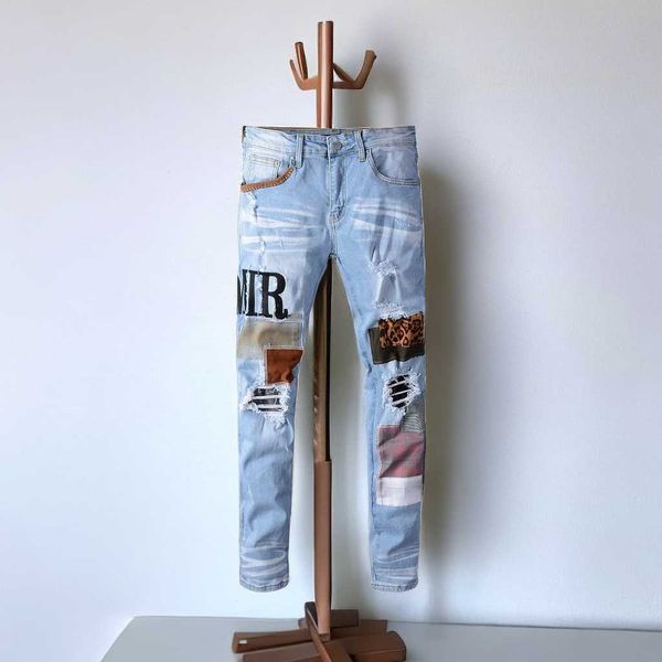 jeans designer men letter brand white black rock revival trousers biker pants man pant broken hole embroidery size quality top, Blue
jeans designer men letter brand white black rock revival trousers biker pants man pant broken hole embroidery size quality top, Blue