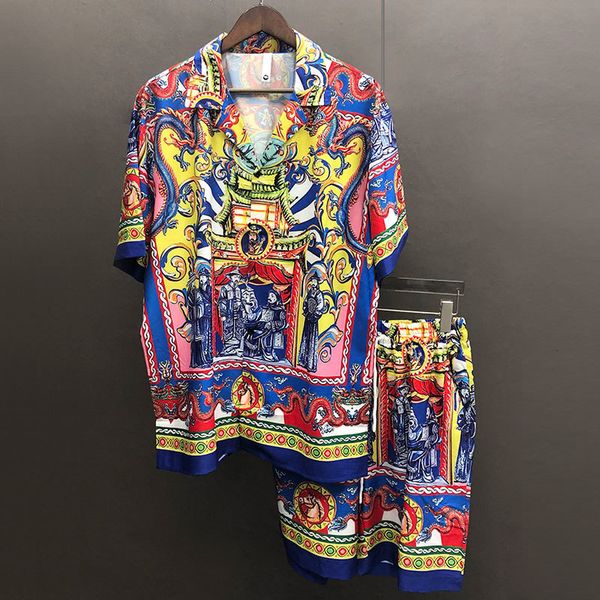 men's tracksuits ethnic vintage portrait print shirt short sleeve casual men suit summer camisa masculina color contrast set moda hombr, Gray
men's tracksuits ethnic vintage portrait print shirt short sleeve casual men suit summer camisa masculina color contrast set moda hombr, Gray