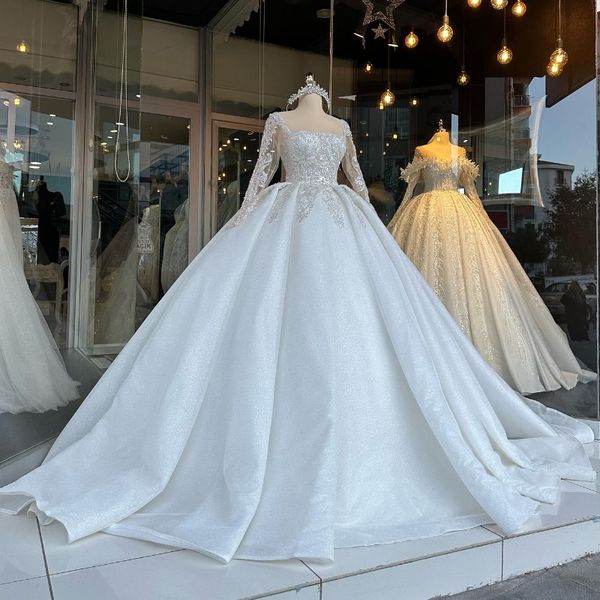 luxury square collar long sleeves ball gown wedding dress 2023 gorgeous beading appliques court train vintage bridal gown, White
luxury square collar long sleeves ball gown wedding dress 2023 gorgeous beading appliques court train vintage bridal gown, White