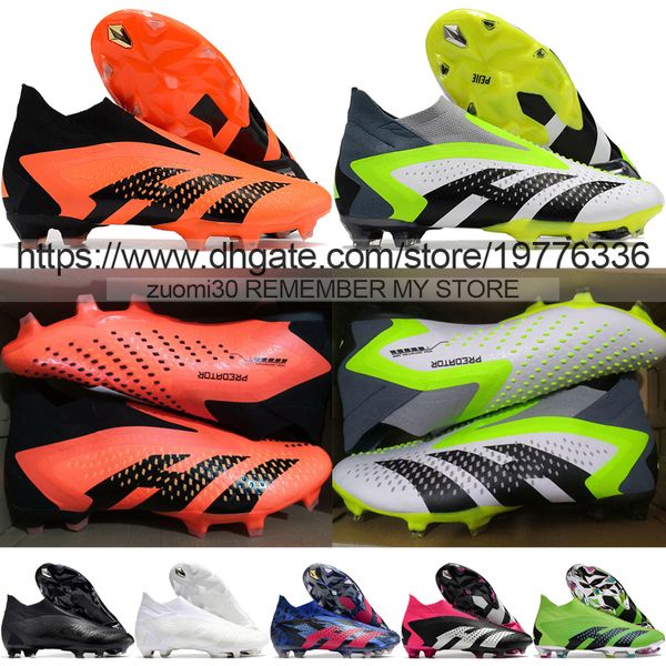 send with bag quality football boots predator accuracy fg laceless high ankle socks soccer cleats for mens firm ground soft leather training, Black
send with bag quality football boots predator accuracy fg laceless high ankle socks soccer cleats for mens firm ground soft leather training, Black