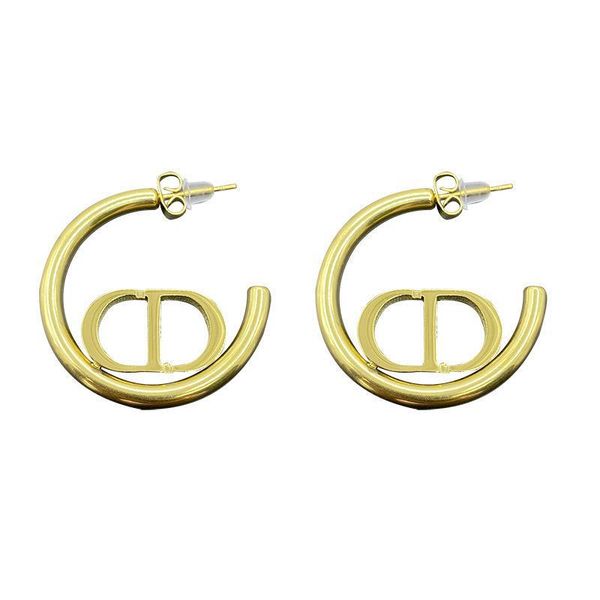 fashion hoop titanium steel geometric earrings stylish metal letter cd semi circular earrings, Golden
fashion hoop titanium steel geometric earrings stylish metal letter cd semi circular earrings, Golden