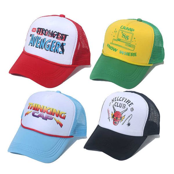 wholesale 4 pcs strange story stranger things net hat male summer sunshade duck tongue driver baseball cap, Yellow