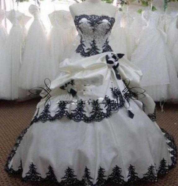 vintage white and black wedding dresses ball gown strapless beadings lace flowers satin long bridal gowns lace up back custom made9734587
vintage white and black wedding dresses ball gown strapless beadings lace flowers satin long bridal gowns lace up back custom made9734587