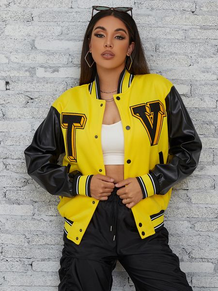 men's hoodies sweatshirts ingrily faux pu jacketbaseball women autumn wintterleather patchworkpanelled letter print long sleeve streetw, Black
men's hoodies sweatshirts ingrily faux pu jacketbaseball women autumn wintterleather patchworkpanelled letter print long sleeve streetw, Black