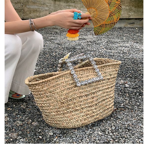 evening bags niche designer handmade full diamond tote bag beach resort style natural grass woven bag
evening bags niche designer handmade full diamond tote bag beach resort style natural grass woven bag