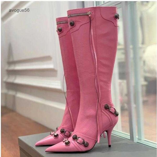 boots cagole belt buckle decoration knee high boots women's leather side zipper pointed fashion luxury designer factory shoes walk show, Black
boots cagole belt buckle decoration knee high boots women's leather side zipper pointed fashion luxury designer factory shoes walk show, Black