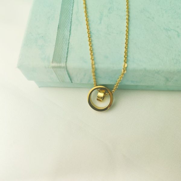 european and american personalized necklaces titanium steel gold pendant two -ring clavicle pendant chain, Silver
european and american personalized necklaces titanium steel gold pendant two -ring clavicle pendant chain, Silver