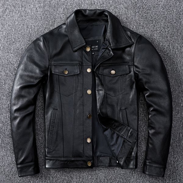 men's jackets spring denim genuine leather jacket classic slim cowhide button coat plus size 5xl mens fashion clothing 230824, Black;brown
men's jackets spring denim genuine leather jacket classic slim cowhide button coat plus size 5xl mens fashion clothing 230824, Black;brown