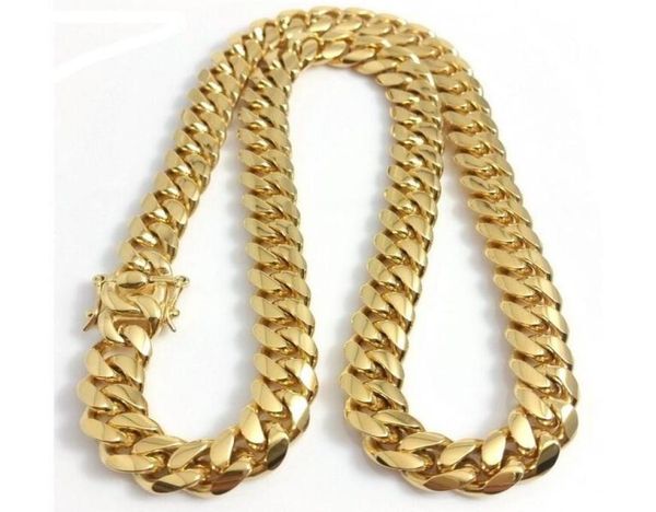 stainless steel chains 18k gold plated high polished miami cuban link necklace men punk 14mm curb chain double safety clasp 18inch1321475, Silver
stainless steel chains 18k gold plated high polished miami cuban link necklace men punk 14mm curb chain double safety clasp 18inch1321475, Silver