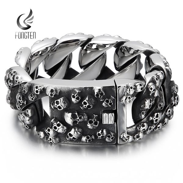 bangle fongten men punk skull bracelets stainless steel heavy skeleton cuban link chain bracelet for men neo-gothic viking jewelry 230824, Black
bangle fongten men punk skull bracelets stainless steel heavy skeleton cuban link chain bracelet for men neo-gothic viking jewelry 230824, Black