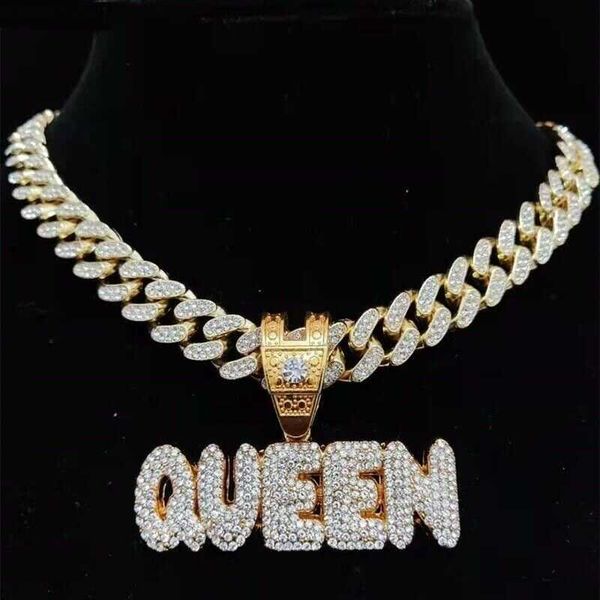 new handmade women's hip hop rap street bling queen real diamond gold pendant cuban chain necklace, Silver
new handmade women's hip hop rap street bling queen real diamond gold pendant cuban chain necklace, Silver