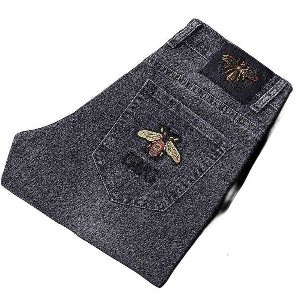 spring and summer jeans young men's embroidered slim fit small foot elastic casual trend pants, Blue
spring and summer jeans young men's embroidered slim fit small foot elastic casual trend pants, Blue