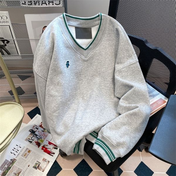 men's tracksuits men's retro contrast color v-neck embroidered sweater women spring autumn casual sports long-sleeved loose sweat, Gray
men's tracksuits men's retro contrast color v-neck embroidered sweater women spring autumn casual sports long-sleeved loose sweat, Gray