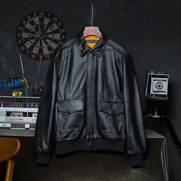 men's jackets classic men leather jacket military flight a2 100 natural cowhide skin coat man clothing autumn wholesale drop 230824, Black;brown
men's jackets classic men leather jacket military flight a2 100 natural cowhide skin coat man clothing autumn wholesale drop 230824, Black;brown