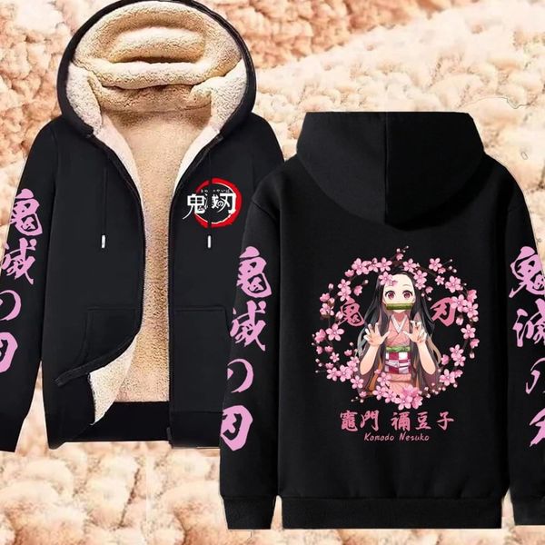 women's hoodies sweatshirts anime demon slayer hoodies kamado nezuko print zip up jackets women winter thicken sweatshirts lambswool wa, Black
women's hoodies sweatshirts anime demon slayer hoodies kamado nezuko print zip up jackets women winter thicken sweatshirts lambswool wa, Black