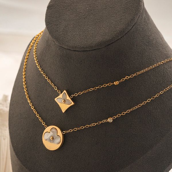 desinger pendant necklace for women double layer chain flowers pendants stainless steel chain jewelry fashion accessories gift, Silver
desinger pendant necklace for women double layer chain flowers pendants stainless steel chain jewelry fashion accessories gift, Silver