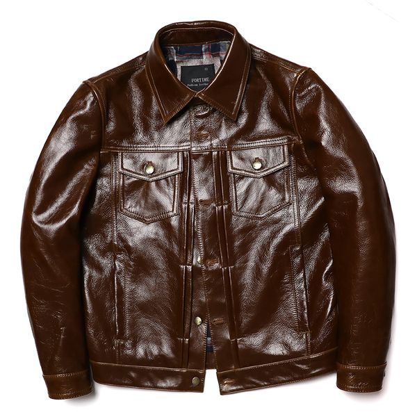 men's jackets classical 507 denim brown genuine leather jacket man casual natural oil wax calf skin cowhide clothes slim fashion coat 2, Black;brown
men's jackets classical 507 denim brown genuine leather jacket man casual natural oil wax calf skin cowhide clothes slim fashion coat 2, Black;brown