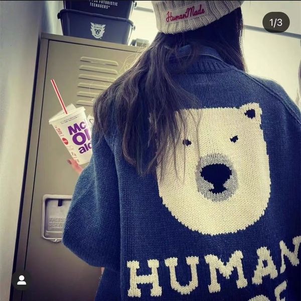 men's sweaters human made bear sweater men women quality cartoon polar pattern knit sweatshirts crewneck cardigan 230823, White;black
men's sweaters human made bear sweater men women quality cartoon polar pattern knit sweatshirts crewneck cardigan 230823, White;black