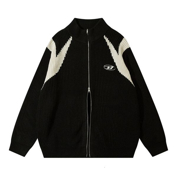 men's sweaters contrast paneled sweater mens streetwear cardigan knitted autumn winter loose casual letter embroidery zipper outerwear, White;black
men's sweaters contrast paneled sweater mens streetwear cardigan knitted autumn winter loose casual letter embroidery zipper outerwear, White;black
