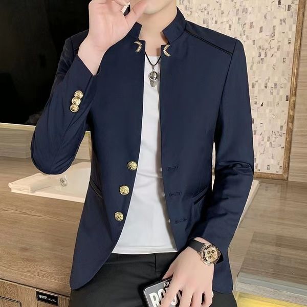 men's suits blazers 2023 spring stand collar casual suit jackets youth fashion solid color stitching three button mens blazer coats 230, White;black
men's suits blazers 2023 spring stand collar casual suit jackets youth fashion solid color stitching three button mens blazer coats 230, White;black
