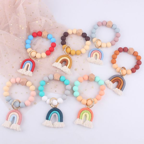 silicone bead keychain wrist beaded bracelet keychain tassel rainbow key chains pendant car keyring gift, Silver
silicone bead keychain wrist beaded bracelet keychain tassel rainbow key chains pendant car keyring gift, Silver