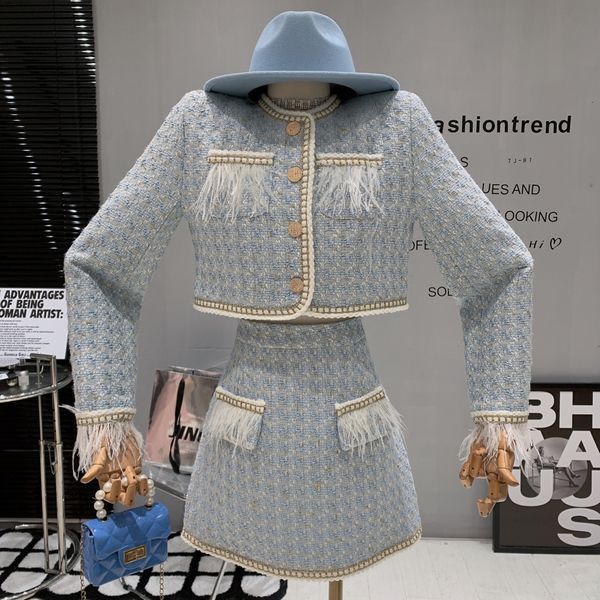 two piece dress small fragrant tweed twopiece set autumn winter sweet tassel jacket coat high waist slim aline skirt suit 230823, White
two piece dress small fragrant tweed twopiece set autumn winter sweet tassel jacket coat high waist slim aline skirt suit 230823, White